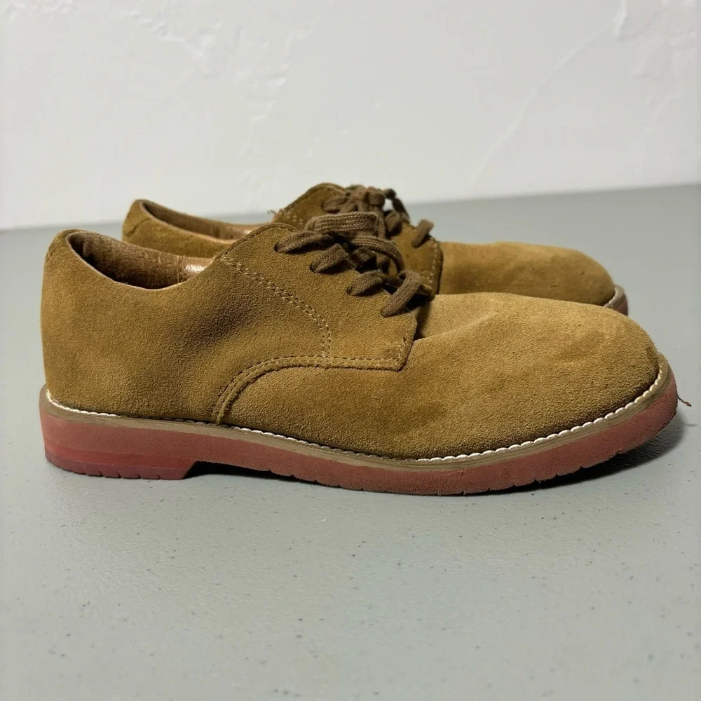 Sperry Top Sider Tevin Boys 2.5M Suede Leather Upper Brown Neutral Oxford Lace